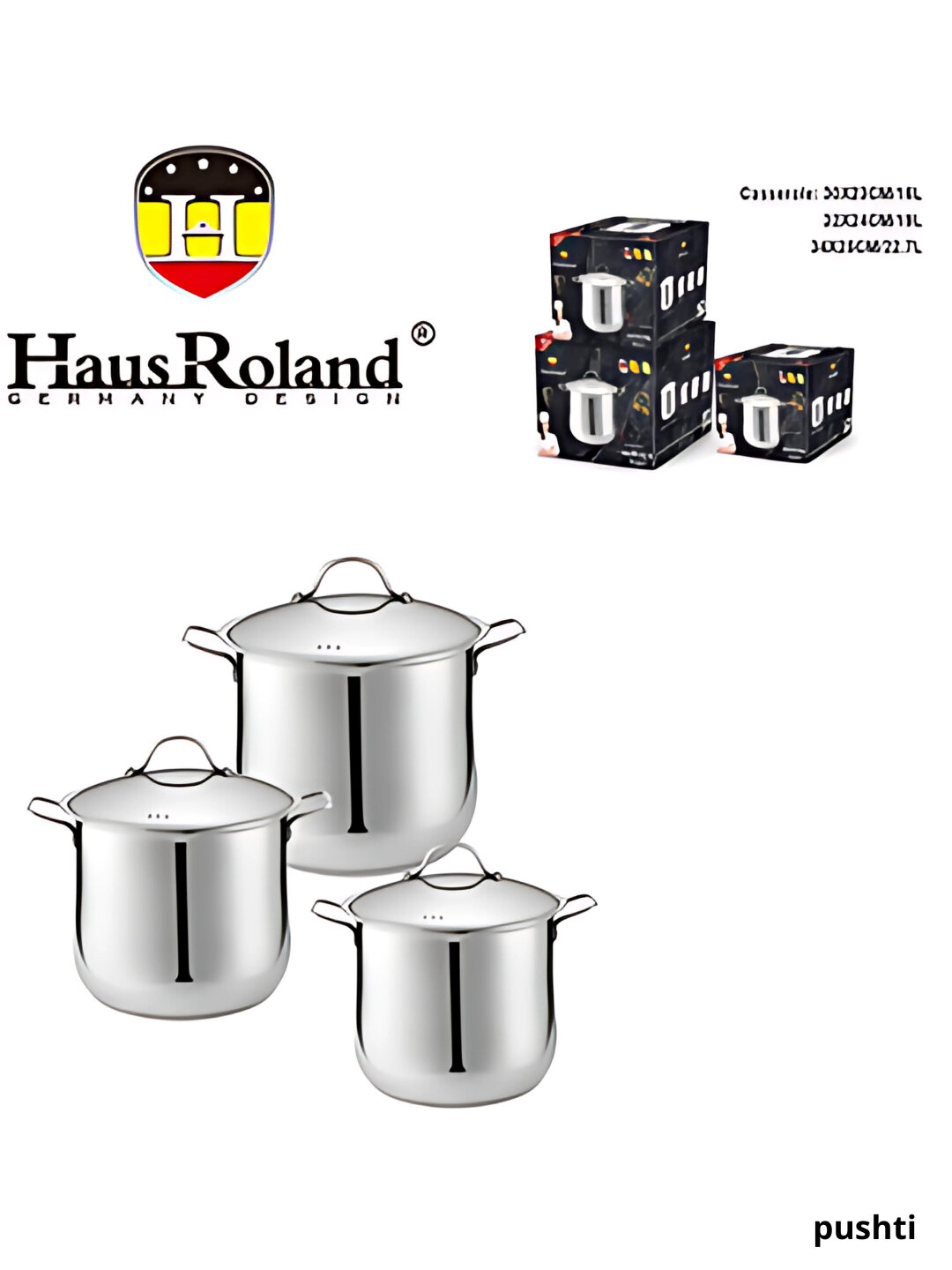 HausRoland набор кастрюль из нержавеющей стали, 3 предмета, с прочными стеклянными крышками - Розовый