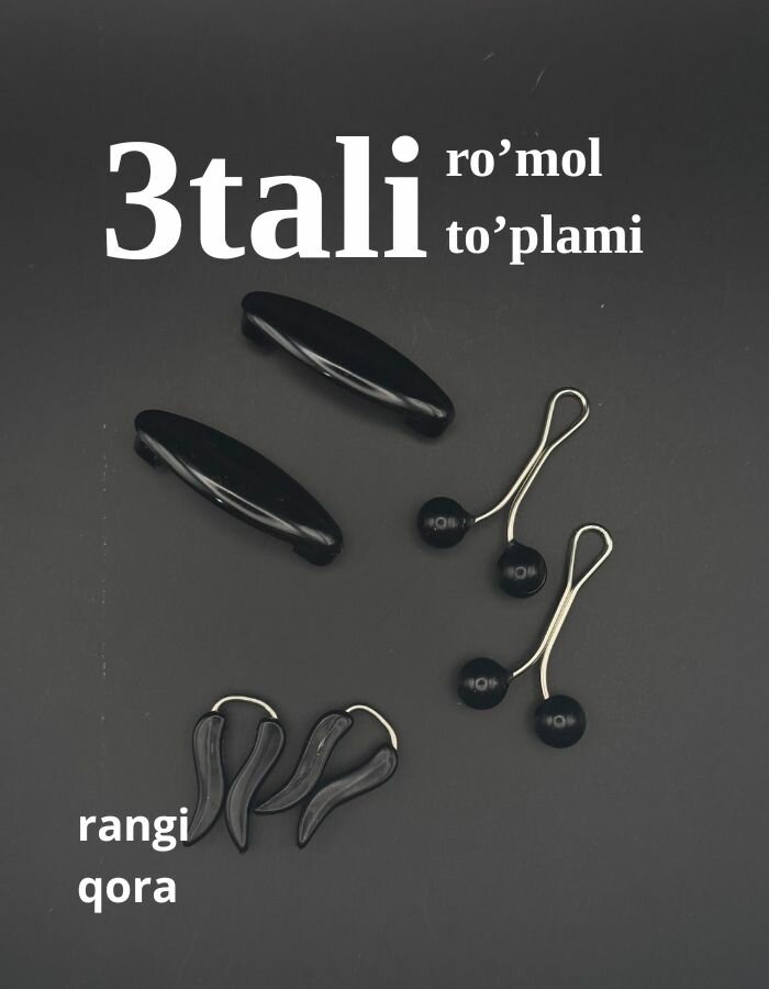 Набор заколок и булавок для платка/хиджаба/шарфа, цвет черный, 6 шт