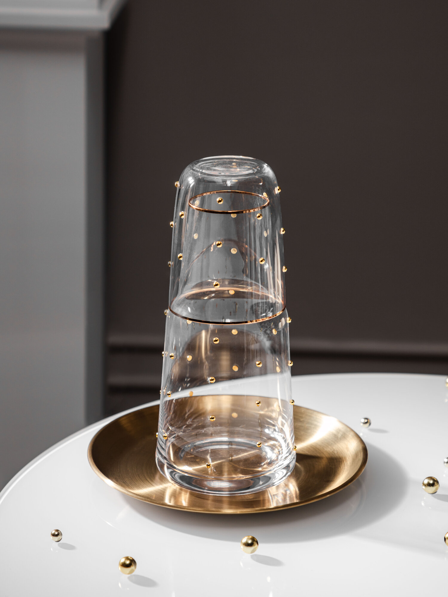 Графин с крышкой стаканом Lefard  Goldy   890 330 мл  стеклянный