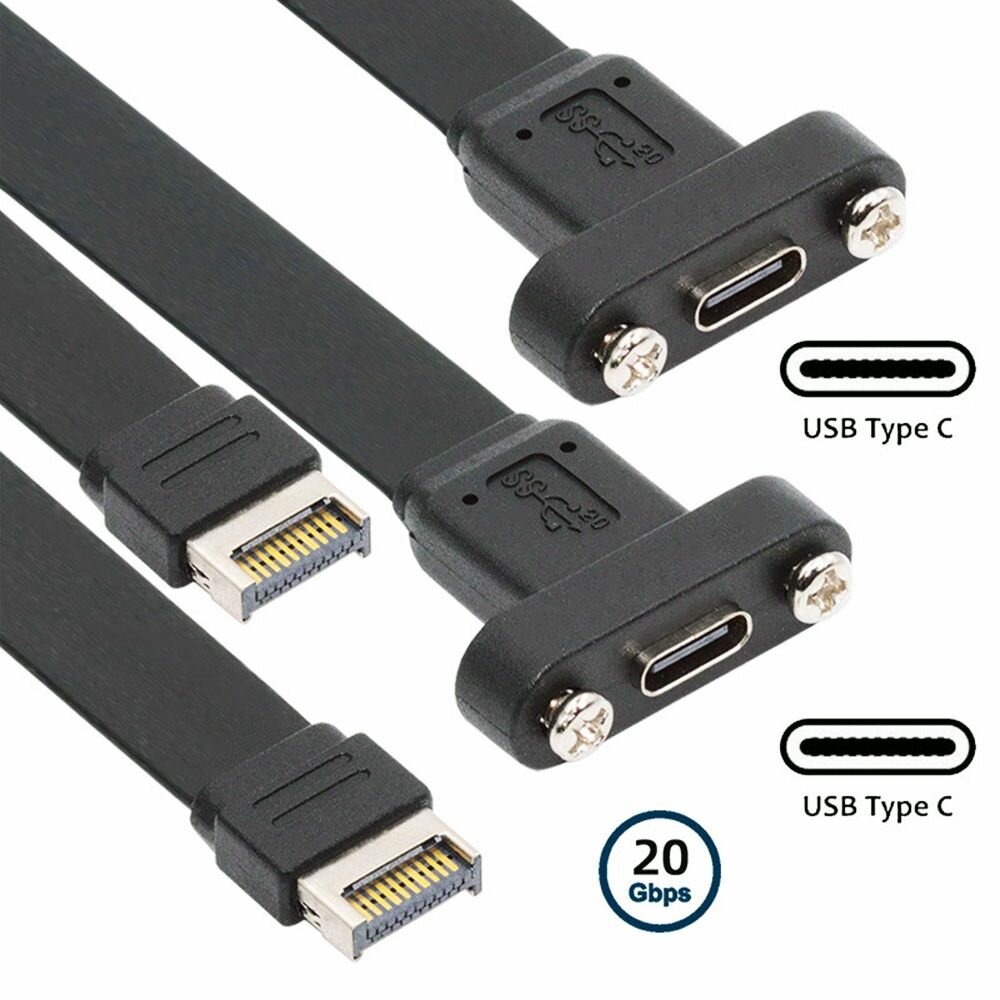 Планка портов USB3.2 Gen2x2, 2xUSB-C, кабель Type-E, 30 см (ORIENT C088E-20) — фото 1