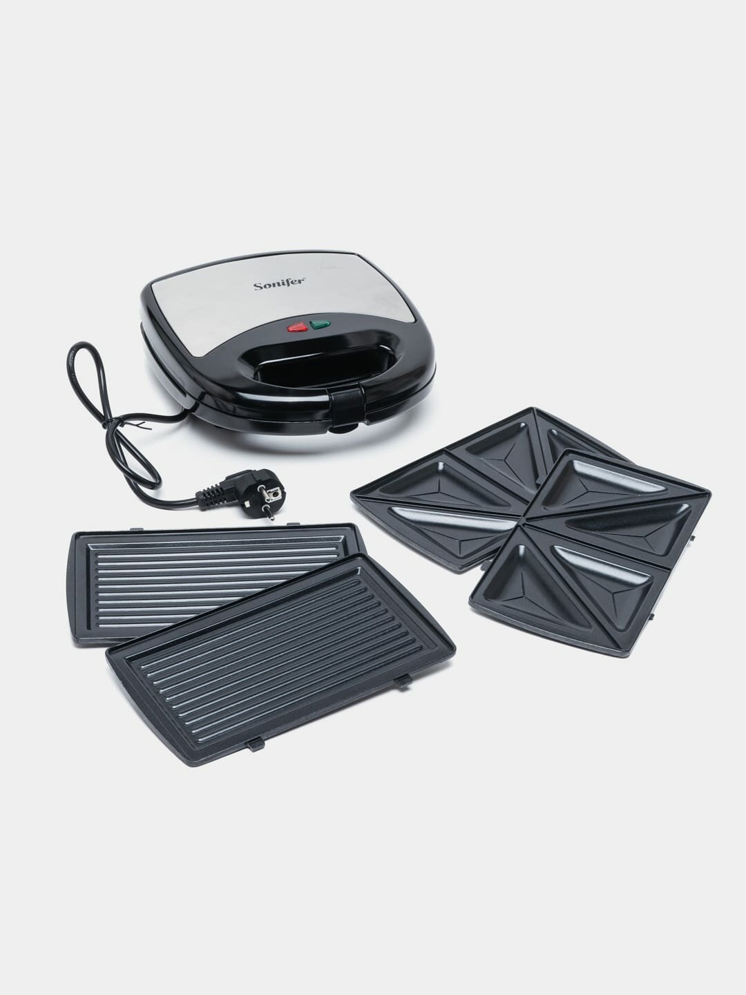 Сэндвичница Sonifer SF-6050, металл, 2 тарелки 22x13см, мощность 800Вт — фото 1