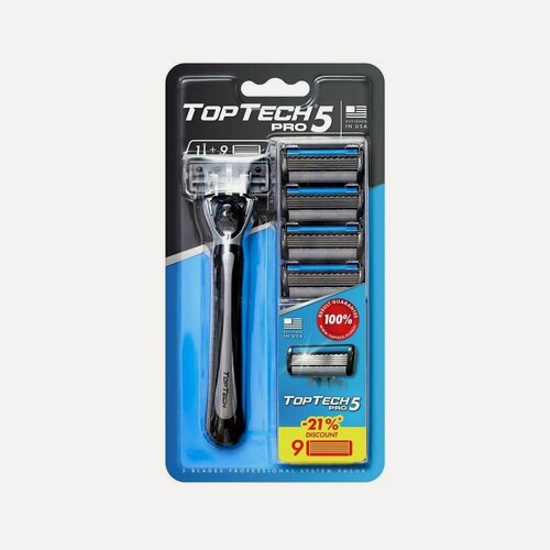 Изображение товара Мужской станок для бритья TopTech Pro 5 + 9 сменных кассет