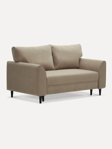 Изображение товара Диван прямой раскладной Касита 177х88х93 см, еврокнижка, спальное место: 190х141 см, велюр светло-бежевый, песочный