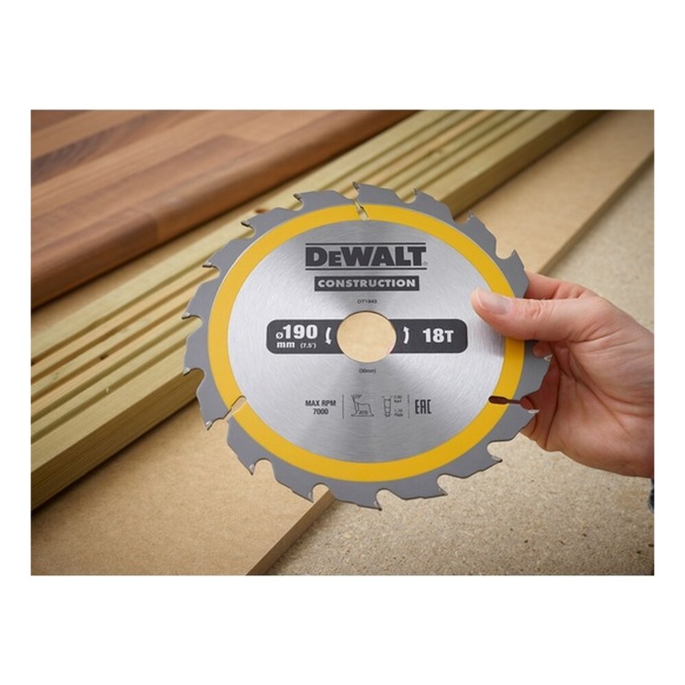 Диск пильный по дереву DeWALT "CONSTRUCTION" 18T 190х30мм DT1943-QZ — фото 1