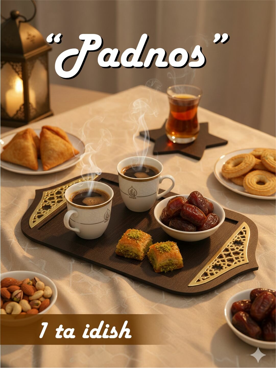 Поднос для ифтара Рамадан. Отличный подарок для Рамадан. Размер 30 х 15.