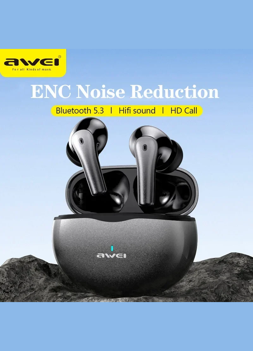 Наушники Awei T62, Bluetooth 5.3, с микрофоном, Hi-Fi, стерео, спортивные