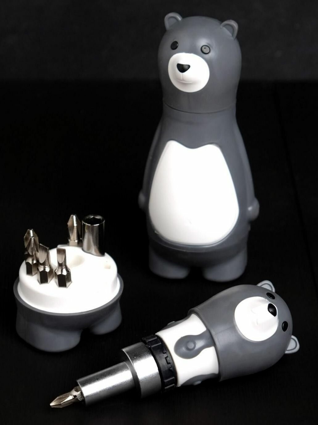 Подарочный набор инструментов "Моему медвежонку", подарочная упаковка, набор бит 7 шт, держатель для бит