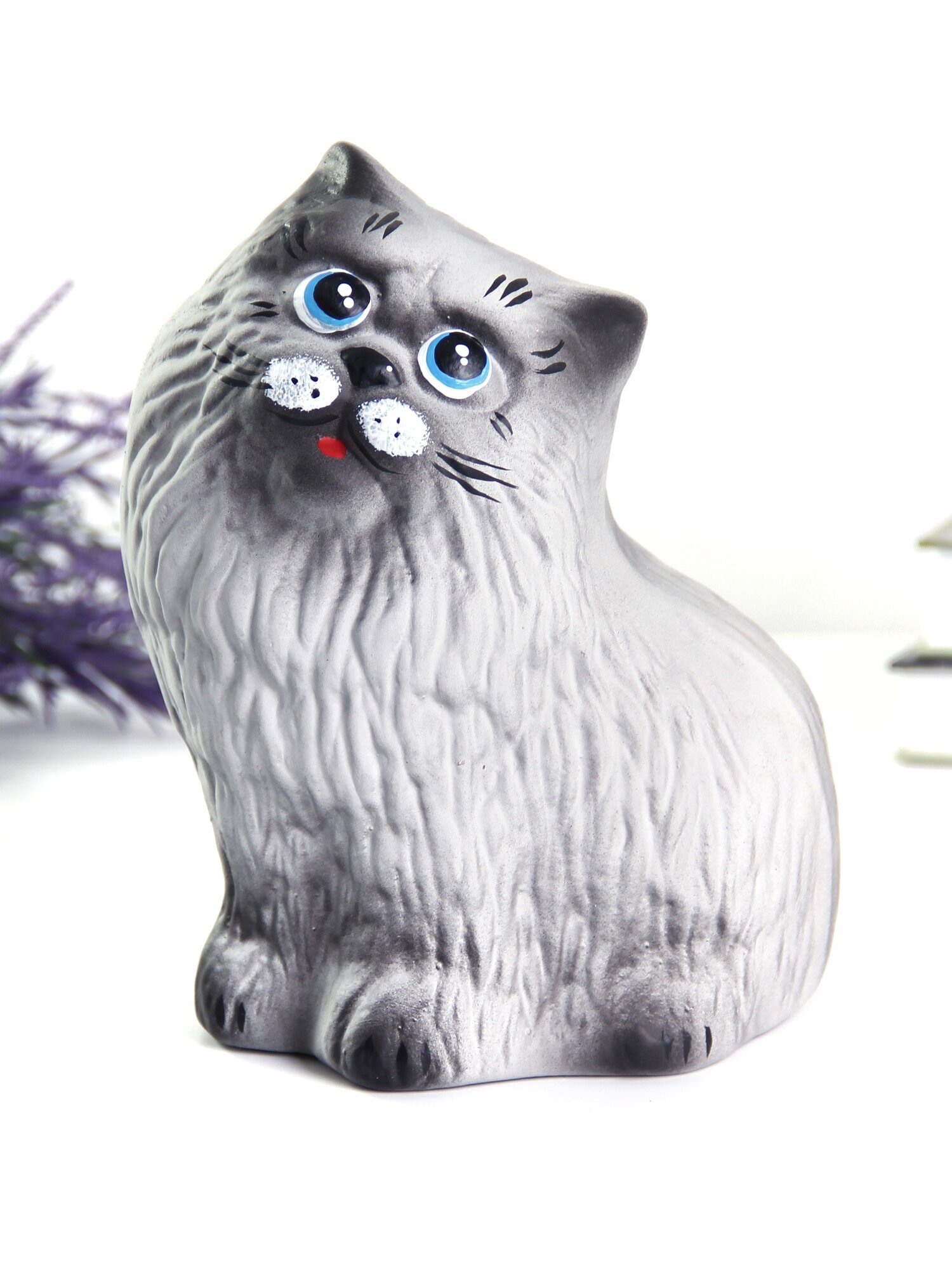 Копилка Кот Перс 12х19 см дымчатый матовый