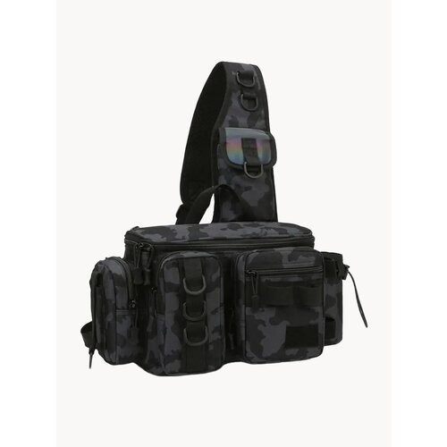 Cумка для активной рыбалки, хранения приманок, катушек, снастей, из водооталкивающего материала цвет черный камуфляж