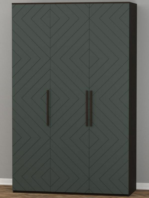 Шкаф для одежды распашной трехстворчатый Копенгаген Венге / Авокадо (12 Стульев)