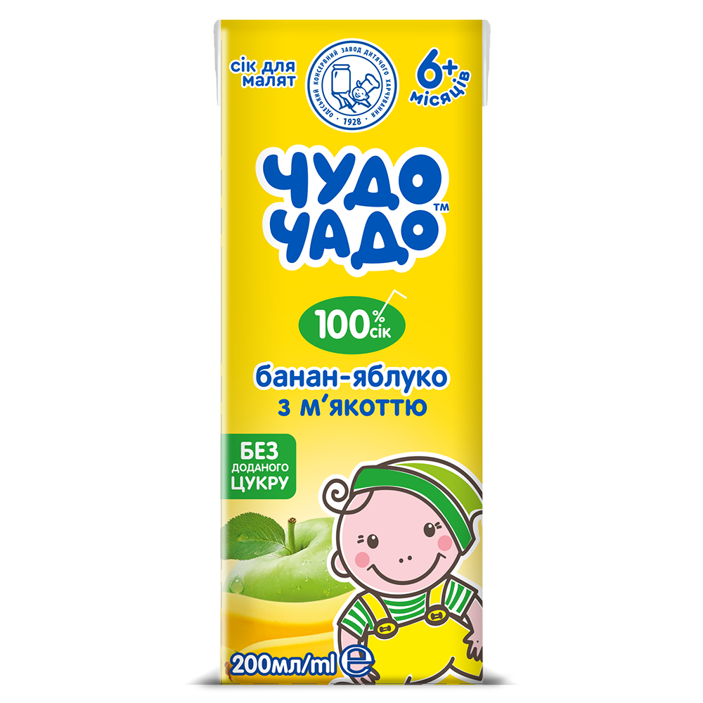 Сок бананово-яблочный с мякотью «Чудо-Чадо», 200 мл