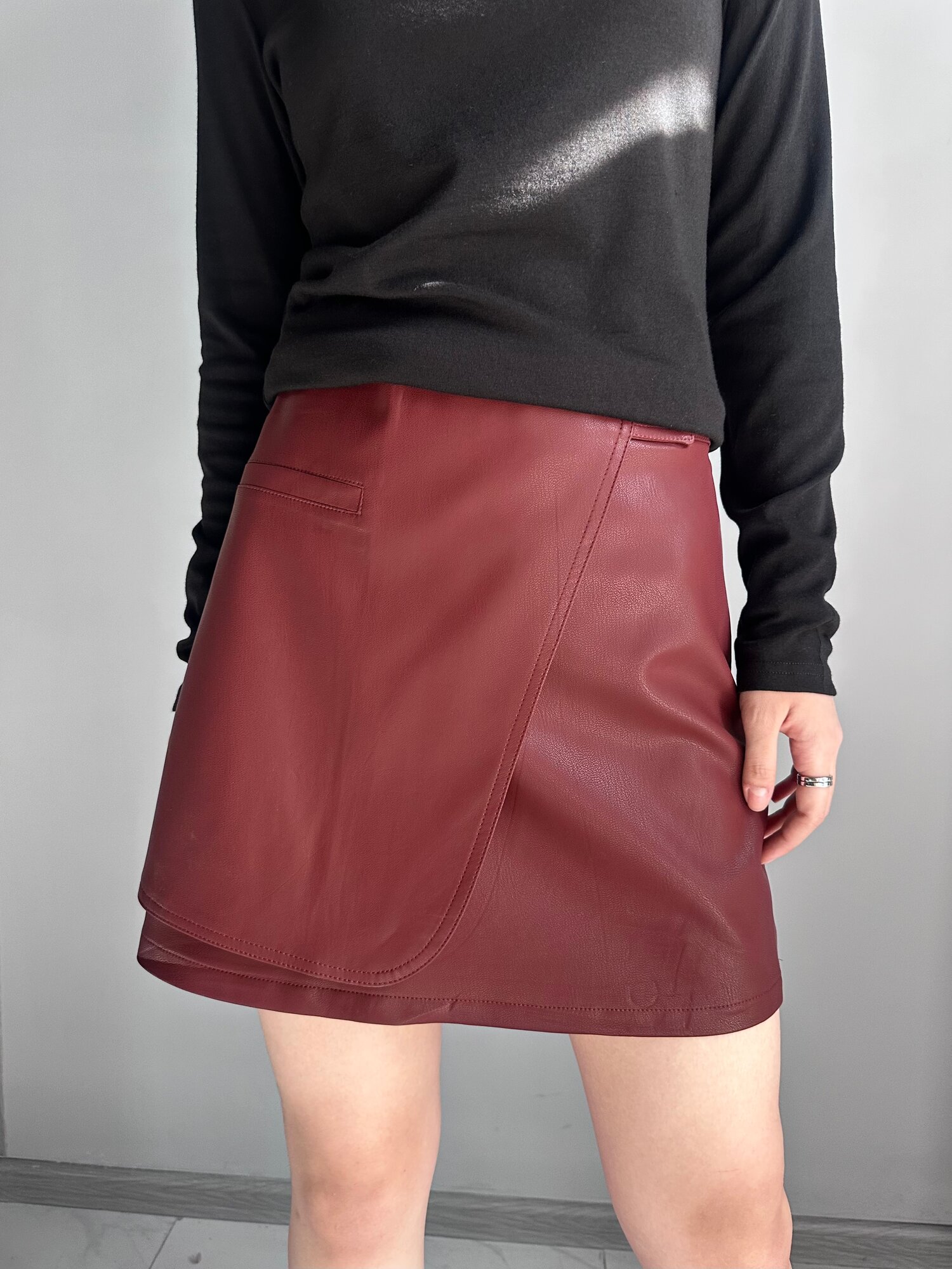 Юбка INK Черный, Бордовый, размер M, бордовый — фото 1