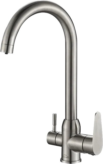 Смеситель для кухни Steel Hammer SH 723 INOX с краном для питьевой воды  с поворотным изливом  матовый  однорычажный  нержавеющая сталь  с керамическим картриджем