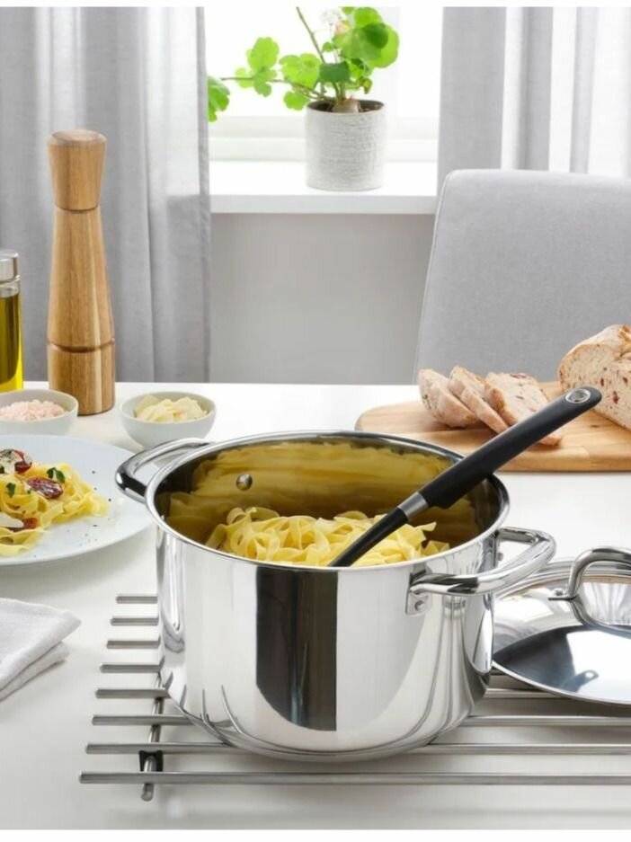 Картинки Кастрюля 365+, с крышкой, для индукции, нержавеющая сталь, 5 л