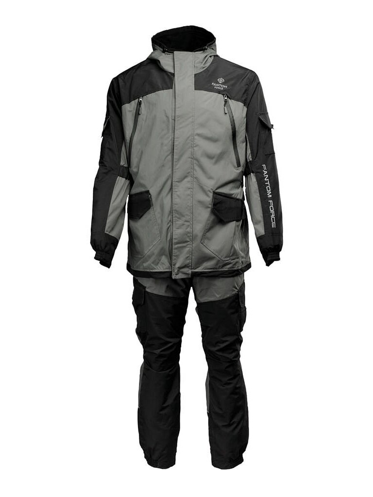 Костюм демисезонный мужской Gorka NEXT Demi (TASLAN) Grey Black тактический походный с брюками для леса защитный камуфляжный мужской комплект форма спецодежды для охоты рыбалки туризма и работы