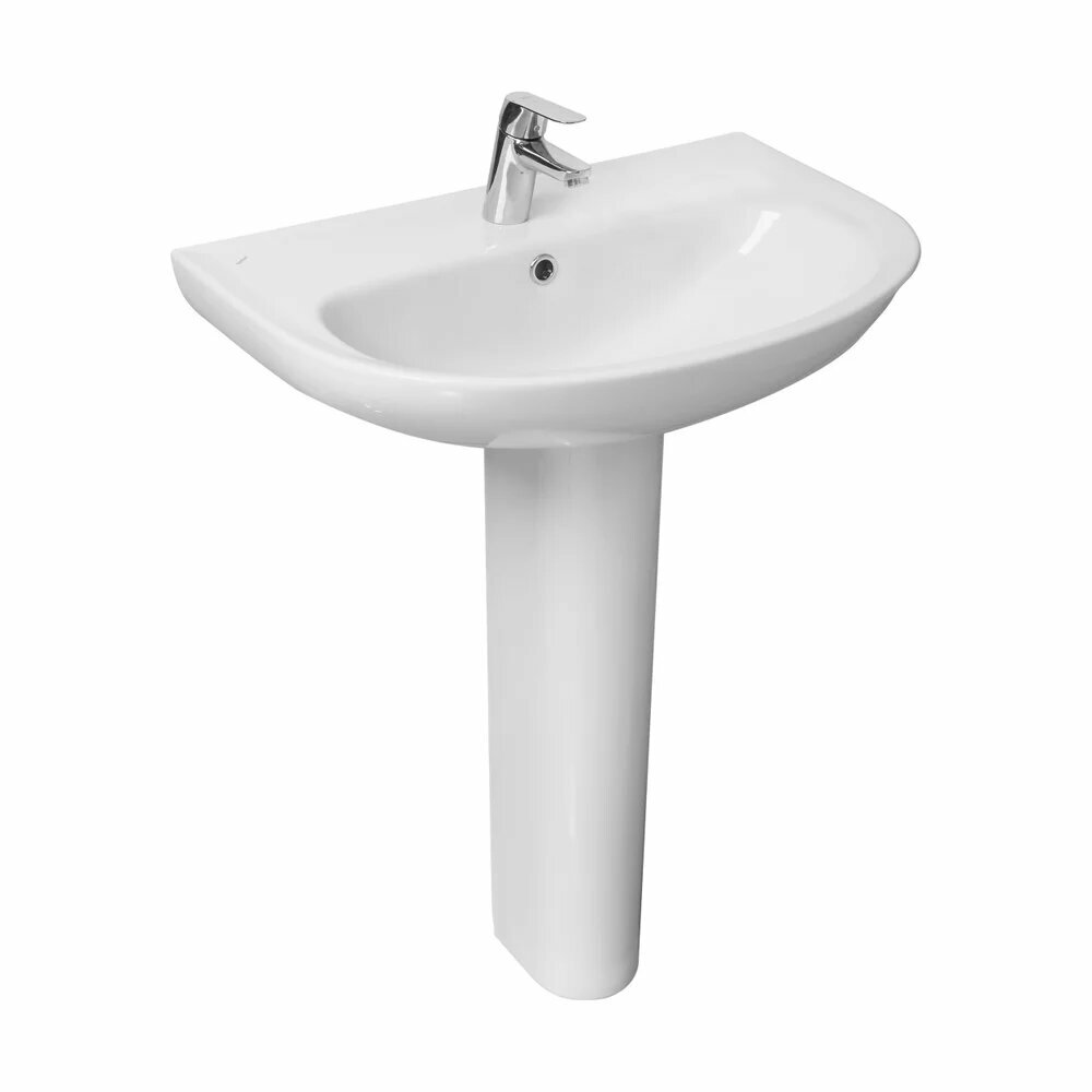 Раковина Santeri Прайм 1 3117 6  S00 11B 0 66 с пьедесталом  белая  фарфоровая  полукруглая  66 см  российская