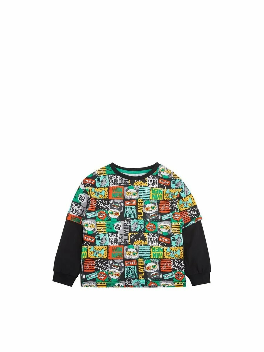 Лонгслив Kari Kids, размер 5-6, красный, черный, зеленый — фото 1