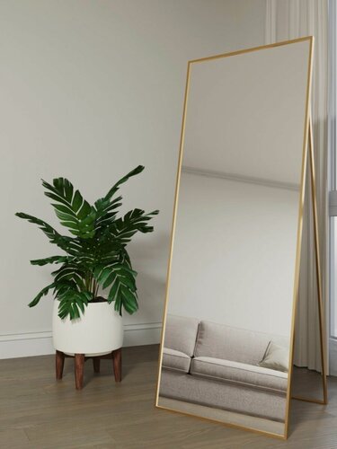 Изображение товара Зеркало настенное 161х60 см. BLX MIRROR интерьерное в алюминиевой раме напольное, Золото