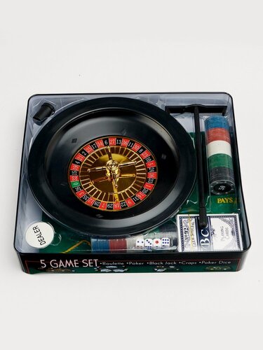 Изображение товара Покер, набор для игры (рулетка, карты 54 шт, фишки с номиналом 100 шт, кубики 4 шт, поле)