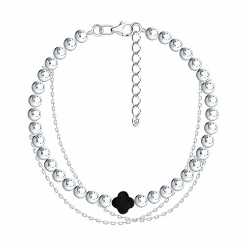 фото Браслет diamant online, серебро, 925 проба, родирование, длина 17 см., черный