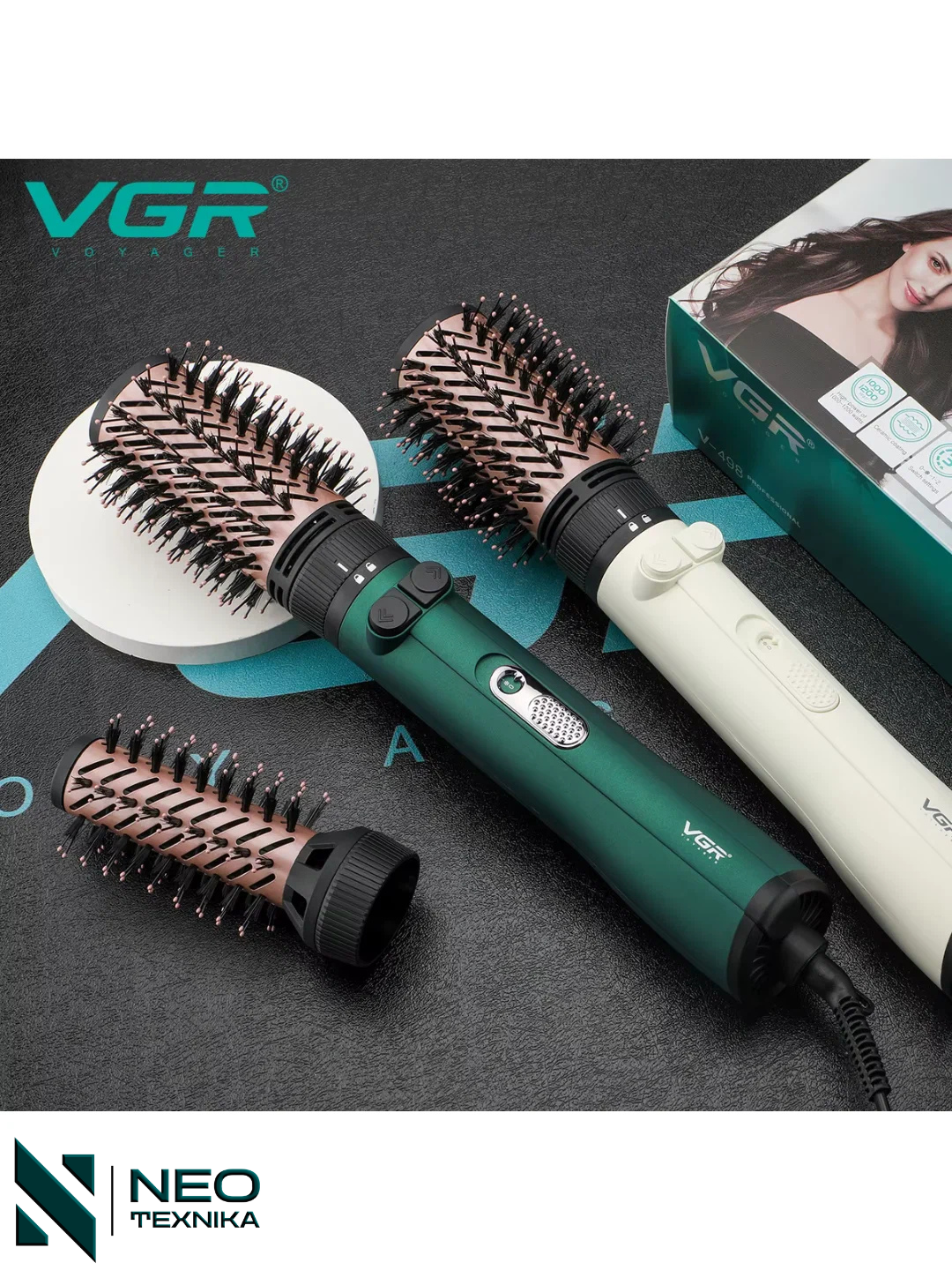 Вращающийся фен-расческа VGR V-498, 2 в 1, 1200 Вт, 2 разные насадки.