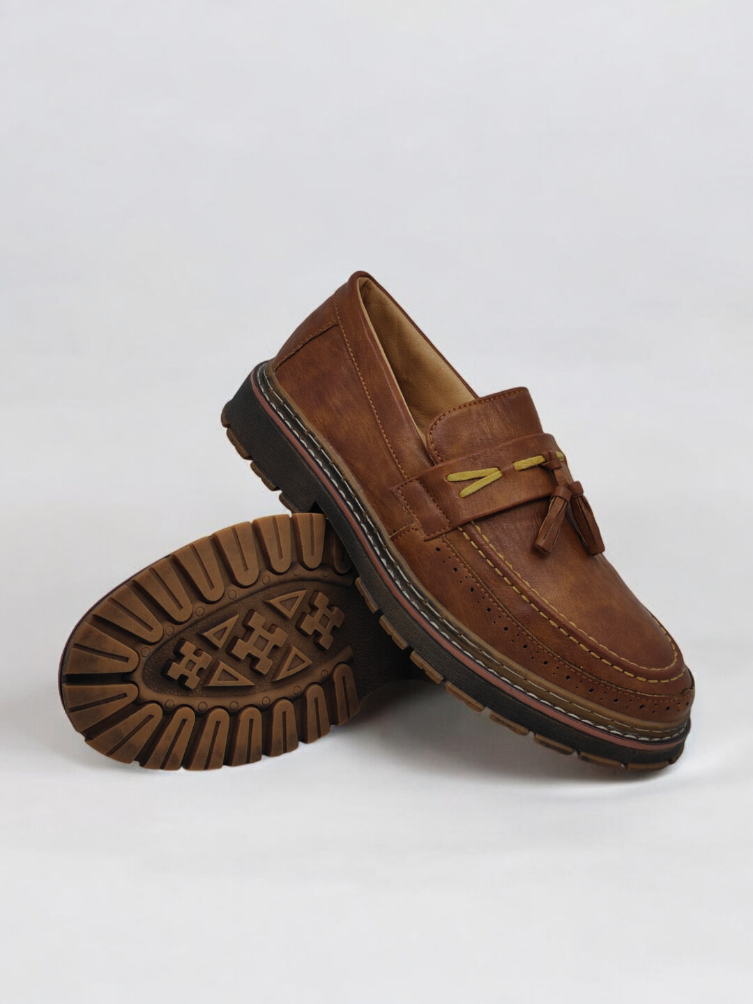 Лоферы  Туфли мужские Solid Step, из экокожи, водонепроницаемые, размер 38 39 40 41 42 43, бежевый — фото 1