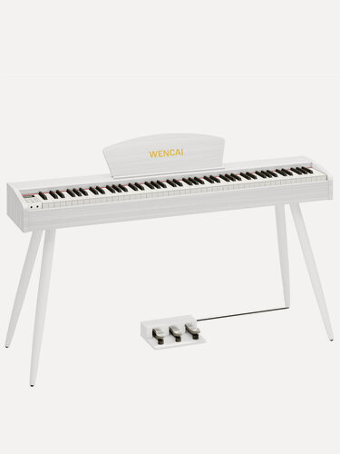 Изображение товара Цифровое пианино 88 клавиш WENCAI BL-8802，молотоЧковаЯ механика с педалЯMи, с ножками для фортепиано, Белый