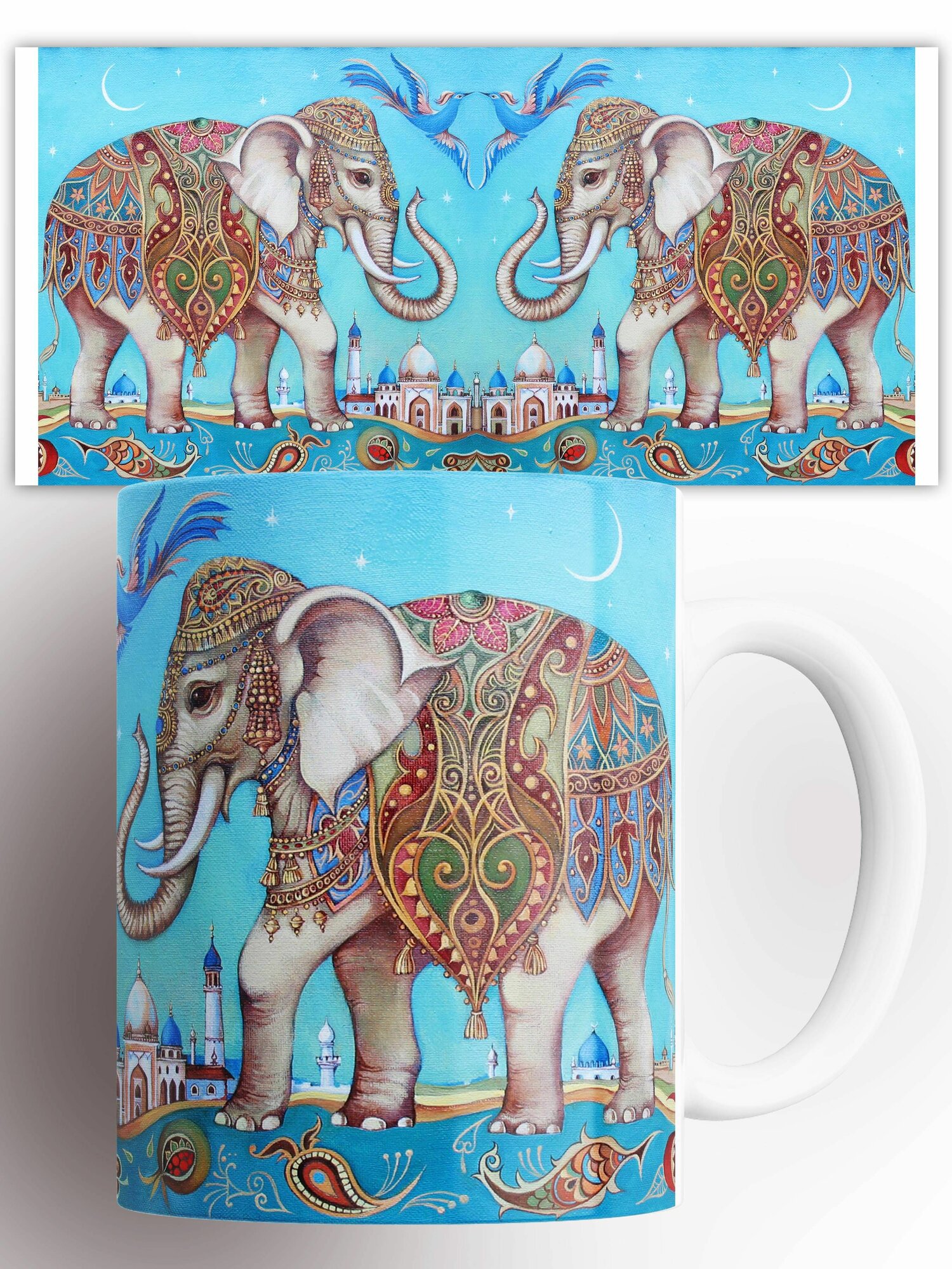 Кружка с принтом Индийский слон Индия Религия 330 мл