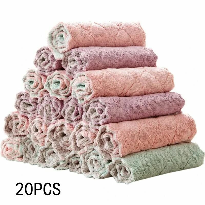 10/20 шт. ткань для мытья посуды кухонные чистящие салфетки бытовые многофункциональные впитывающие антипригарные салфетки из масляного волокна