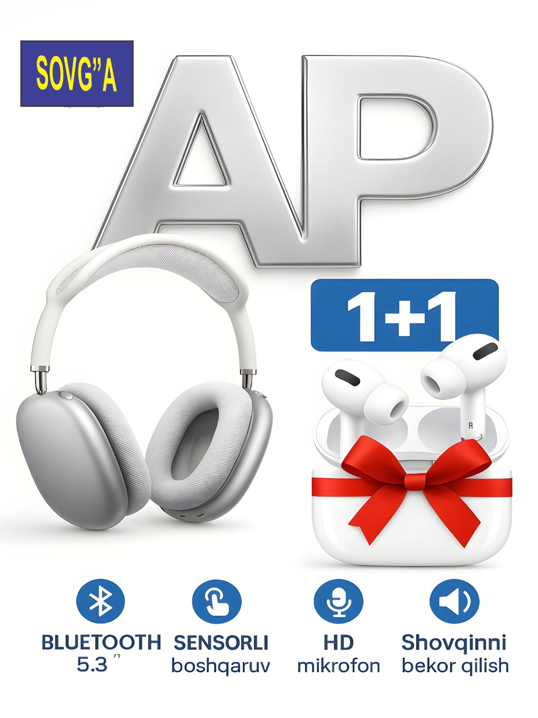 Беспроводные Bluetooth-наушники P9+ PRO — полноразмерные с микрофоном