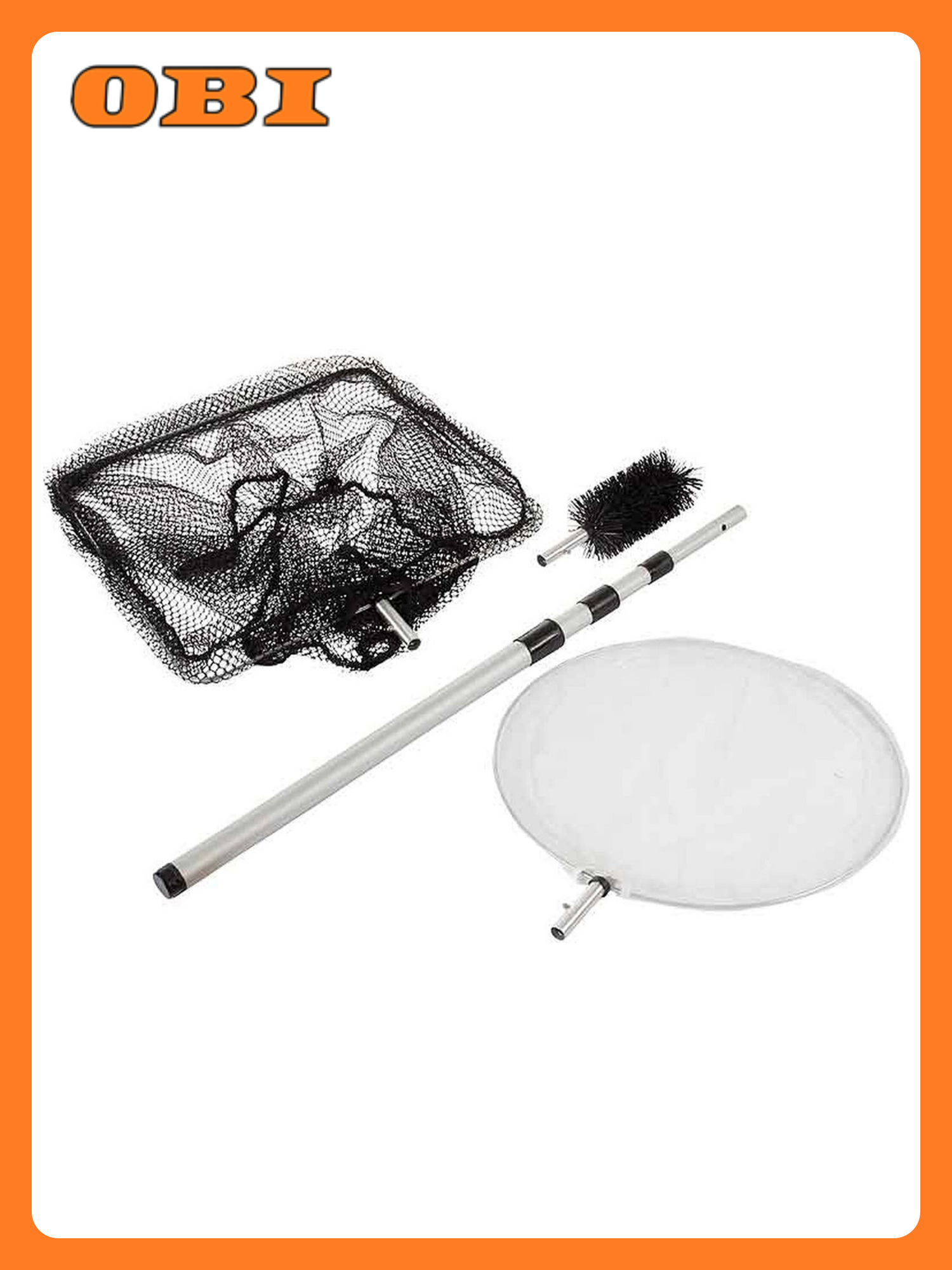 Набор для чистки пруда Heissner 3 в 1 телескопическая ручка черный