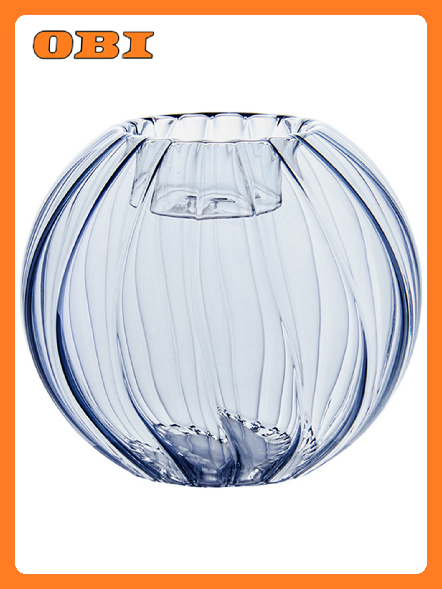 Декоративный подсвечник из цветного стекла 107 мм голубой