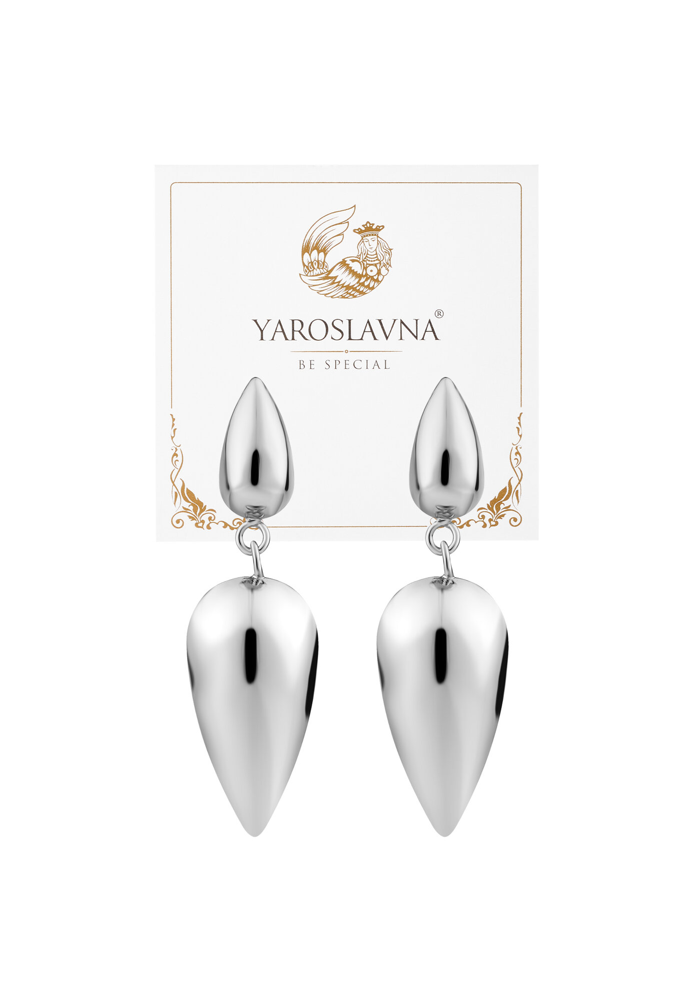 Серьги YAROSLAVNA, размер 60 мм, серебряный — фото 1