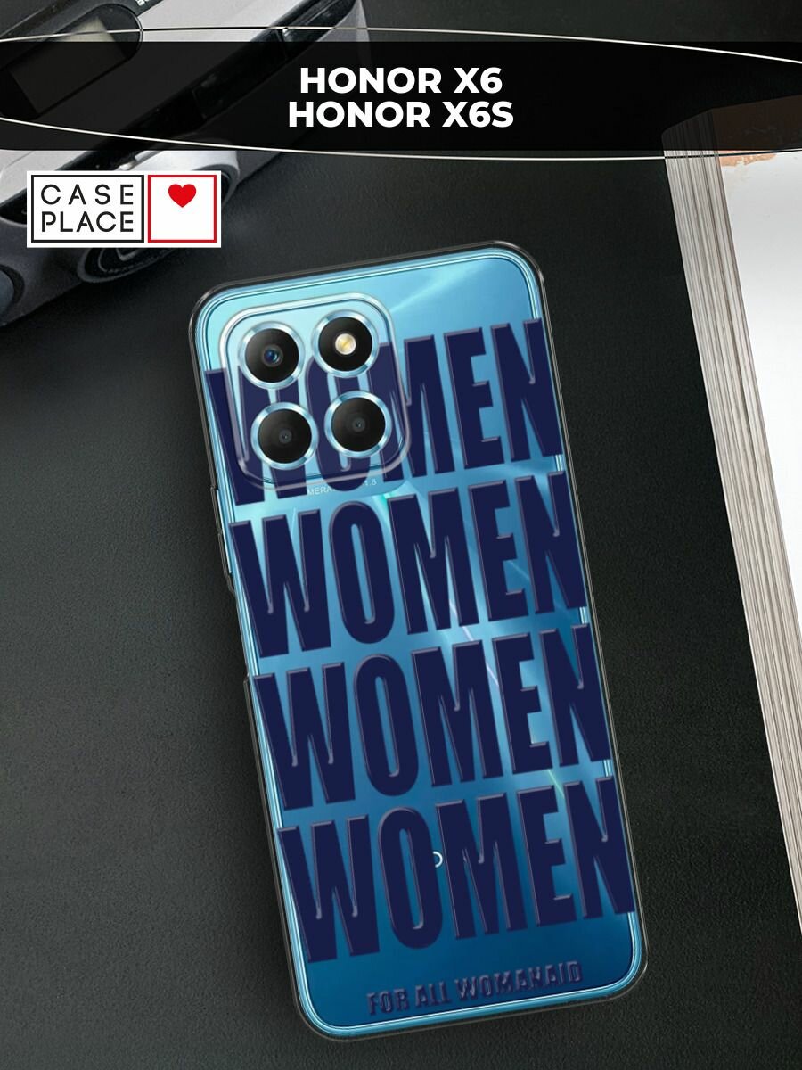 Силиконовый чехол на Honor X6/X6S / Хонор X6/X6S с принтом Woman blue