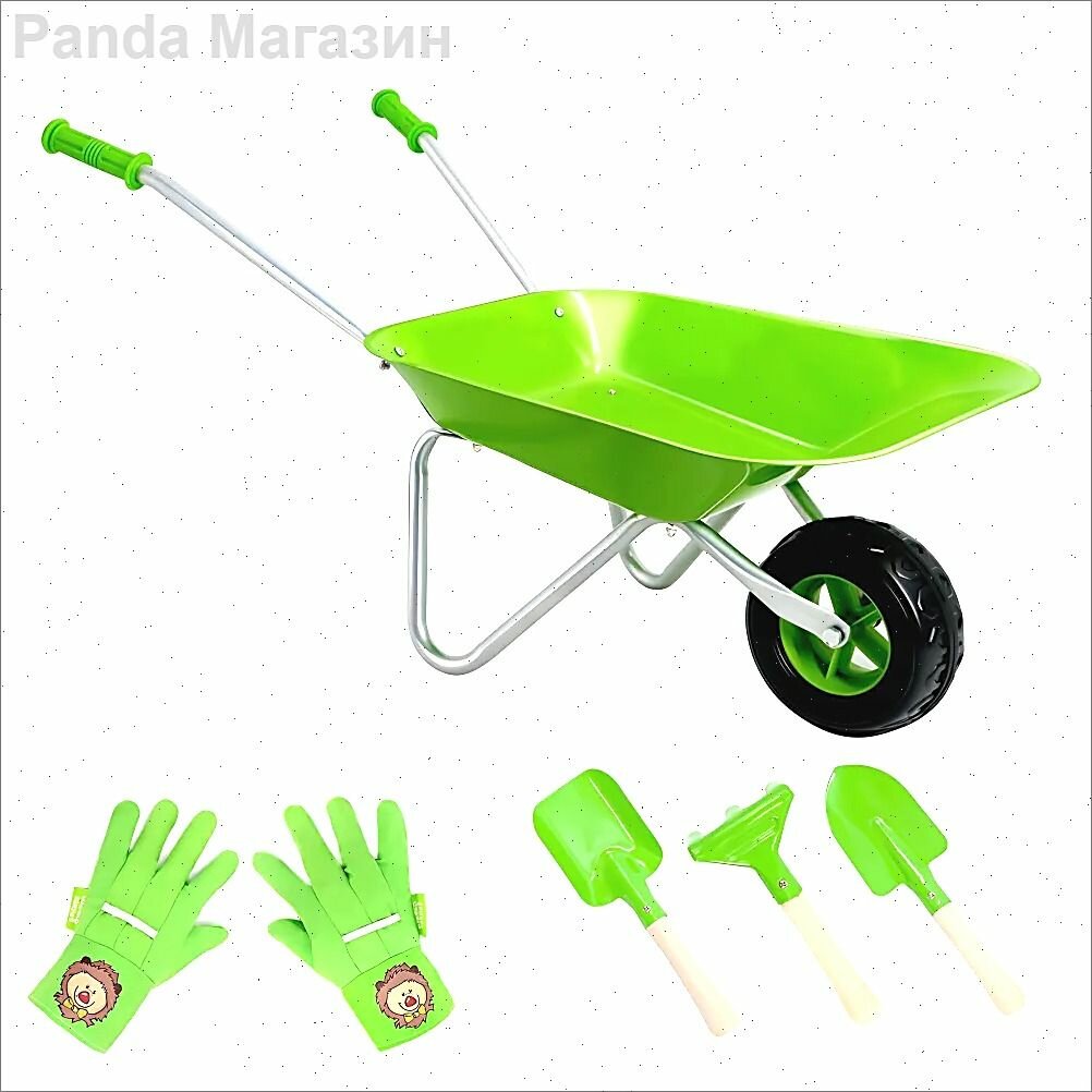 Тележка детская Дачная с ручкой / Тачка садовая для игры в песке / Набор для песочницы
