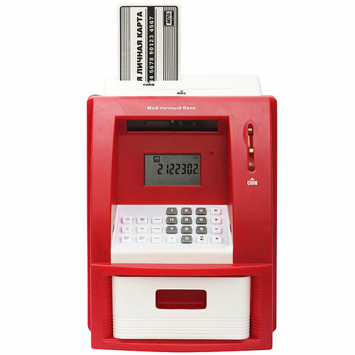 Копилка Банкомат эврика для монет и купюр электронная детская интерактивная синий 23 февраля 8 марта 3351₽
