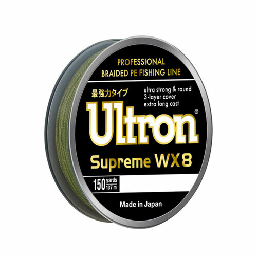 Плетеный шнур ULTRON WX8 Supreme 0.14 мм, 11,0 кг, 137м, хаки