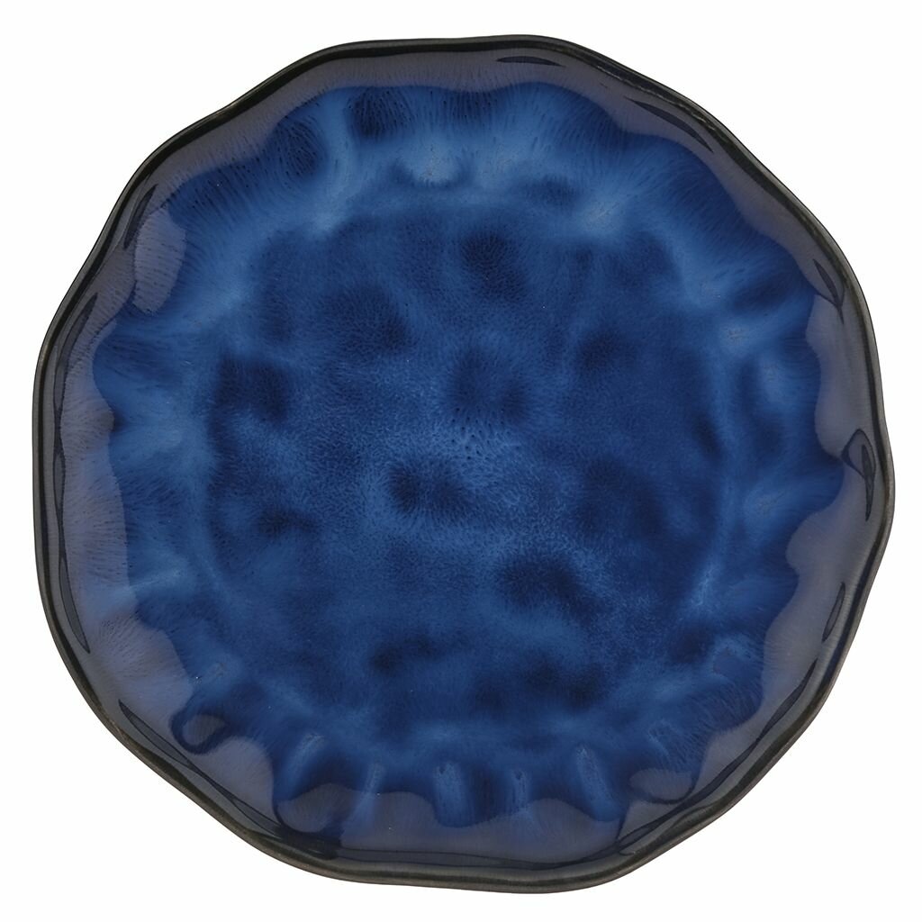 "Тихий океан" Тарелка мелкая керамическая д225мм, h25мм, асимметричная форма, синий