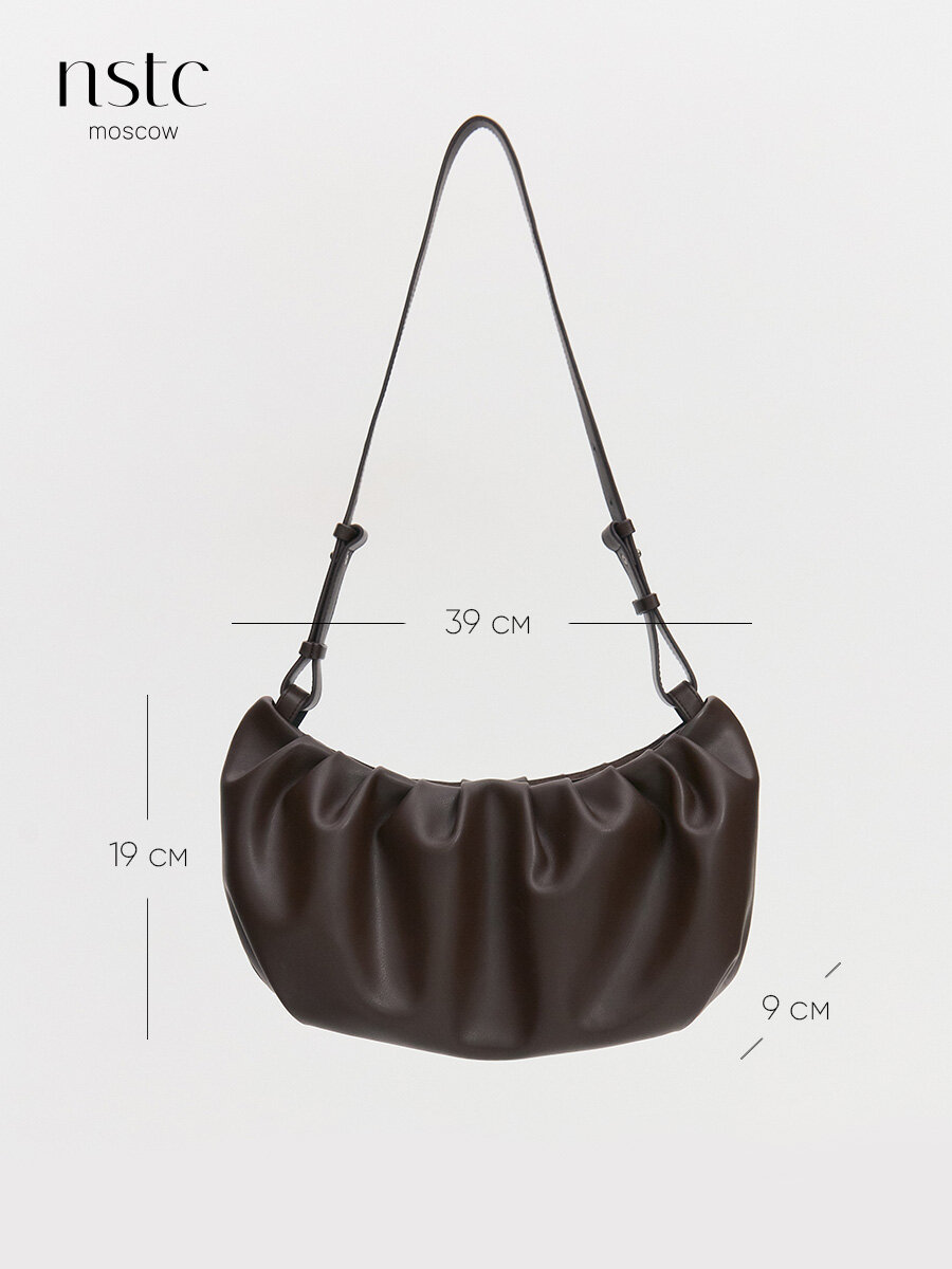 Сумка хобо nstc.moscow, фактура гладкая, матовая, темно-коричневый — фото 1