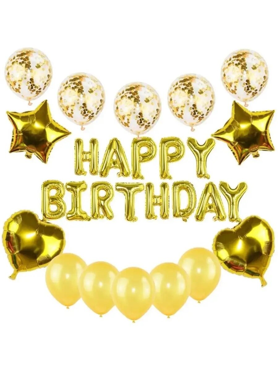 Гирлянда-растяжка из воздушных, фольгированных шаров Happy Birthday