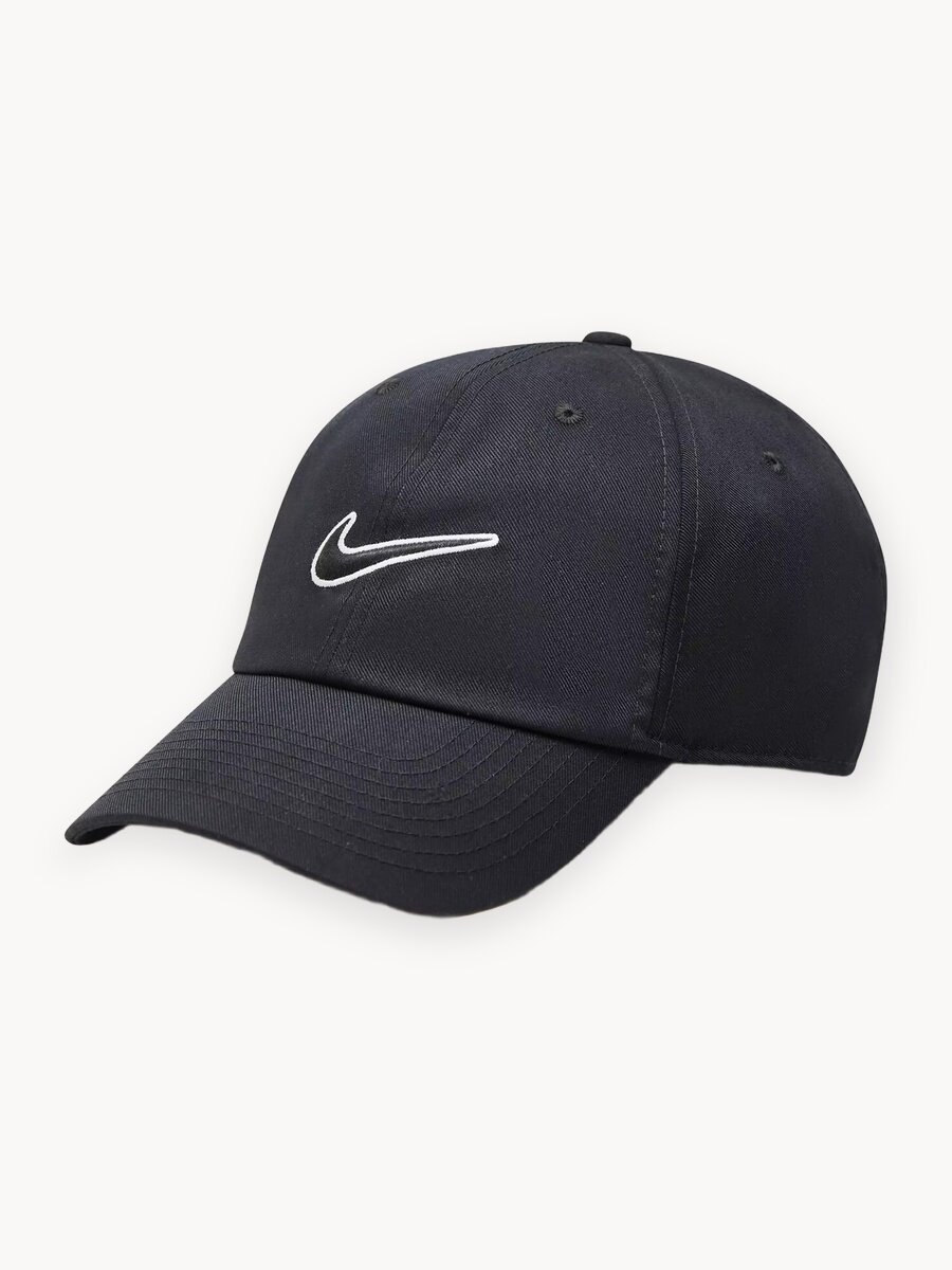 Кепка NIKE Club Swoosh для мужчин и женщин, размер M-L, черный/белый