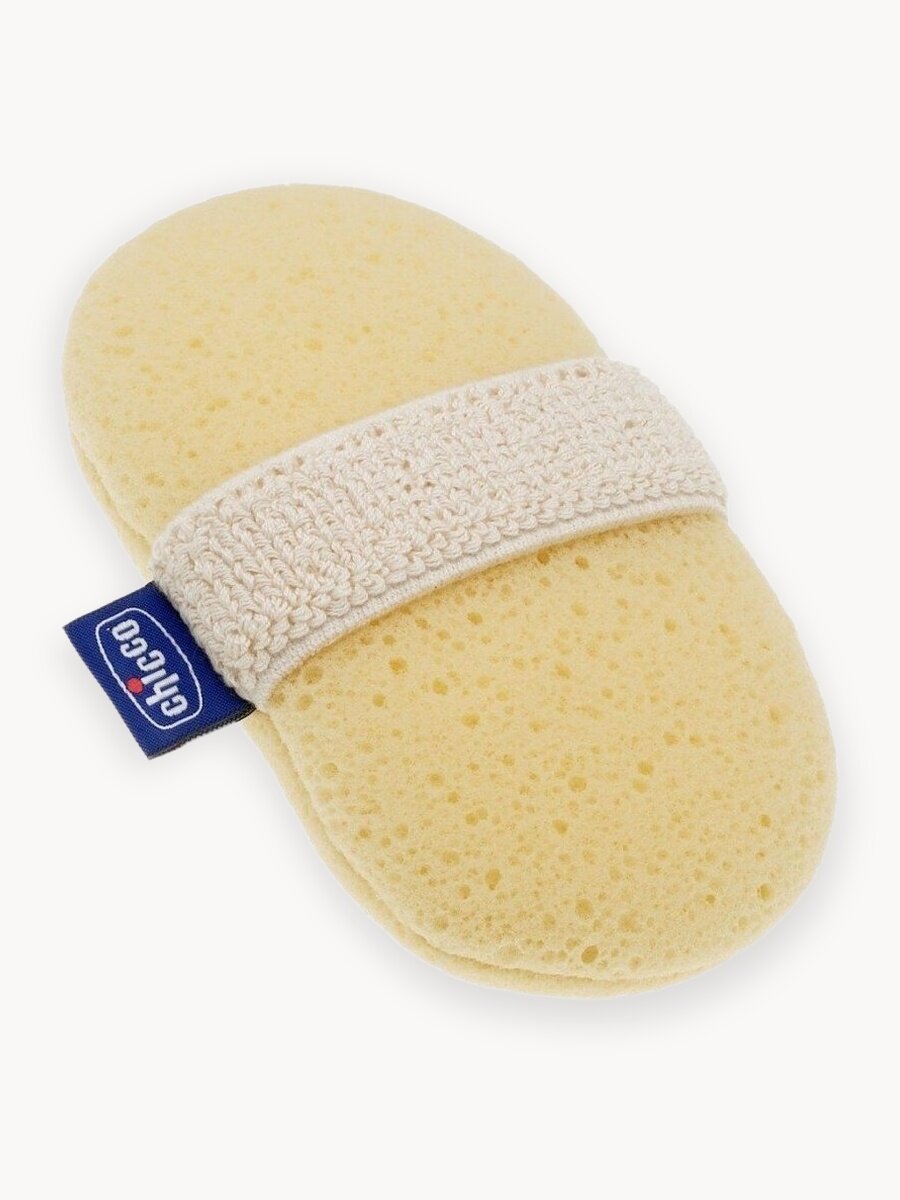 Губка для купания Chicco, для новорожденных, с эластичной вставкой, бежевая