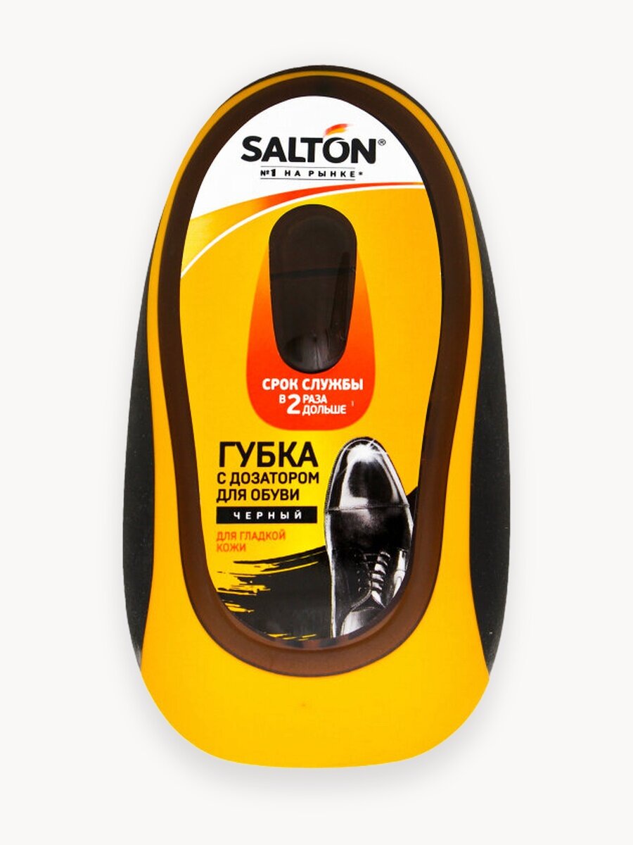 Губка для обуви Salton черный с дозатором для гладкой кожи (питание, уход, безупречный блеск и освежение цвета)