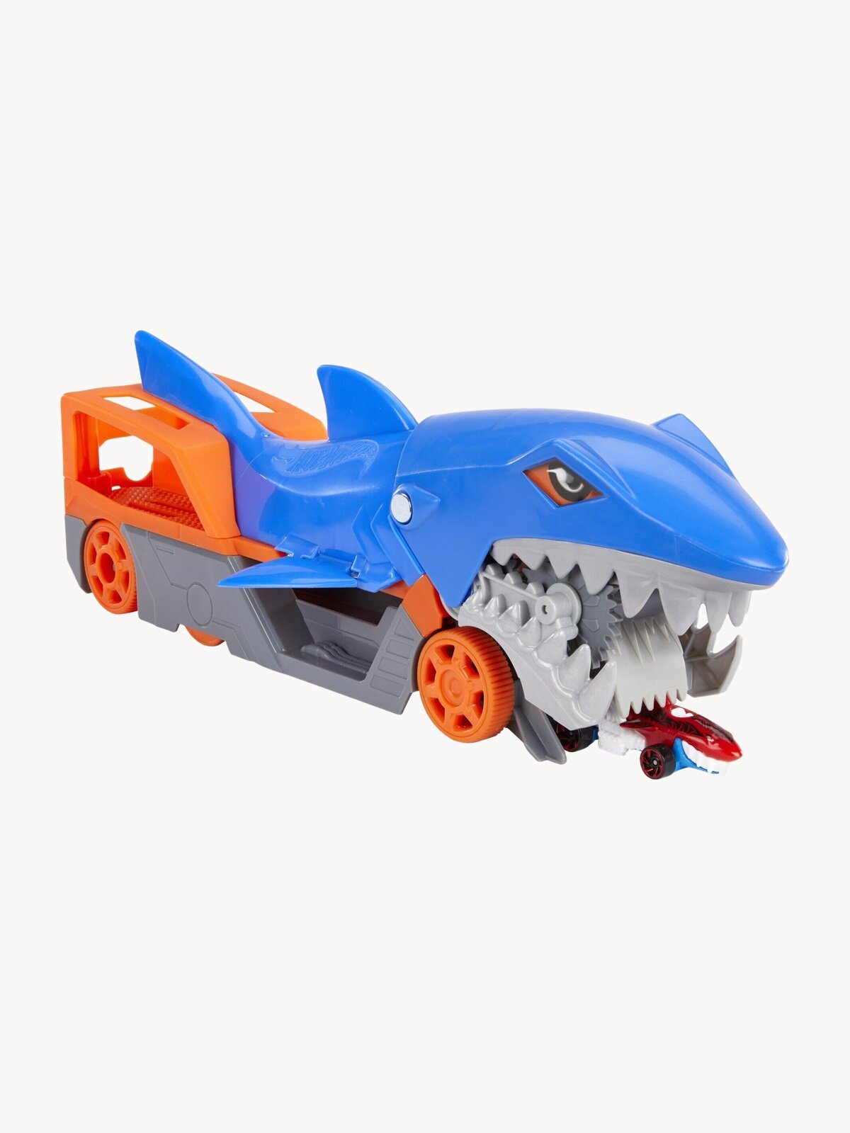 Машинка Hot Wheels Shark Chomp Transporter Playset With One 1:64 Scale Car For Kids 4 To 8 Years Old