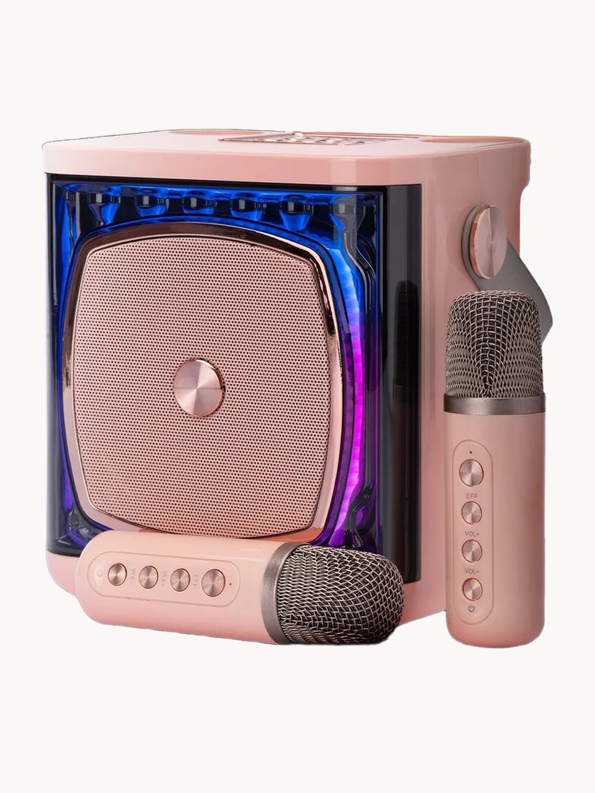 Караоке система с двумя беспроводными микрофонами, YS-308, розовый