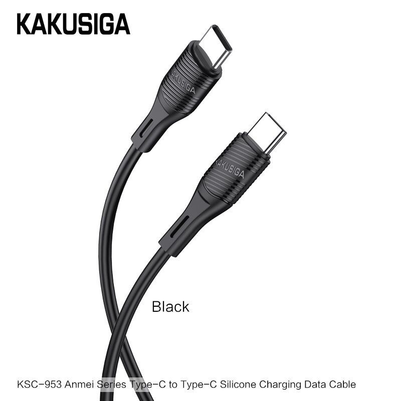 Кабель USB Type-C KAKUSIGA KSC-953, черный, быстрая зарядка, 1.2м
