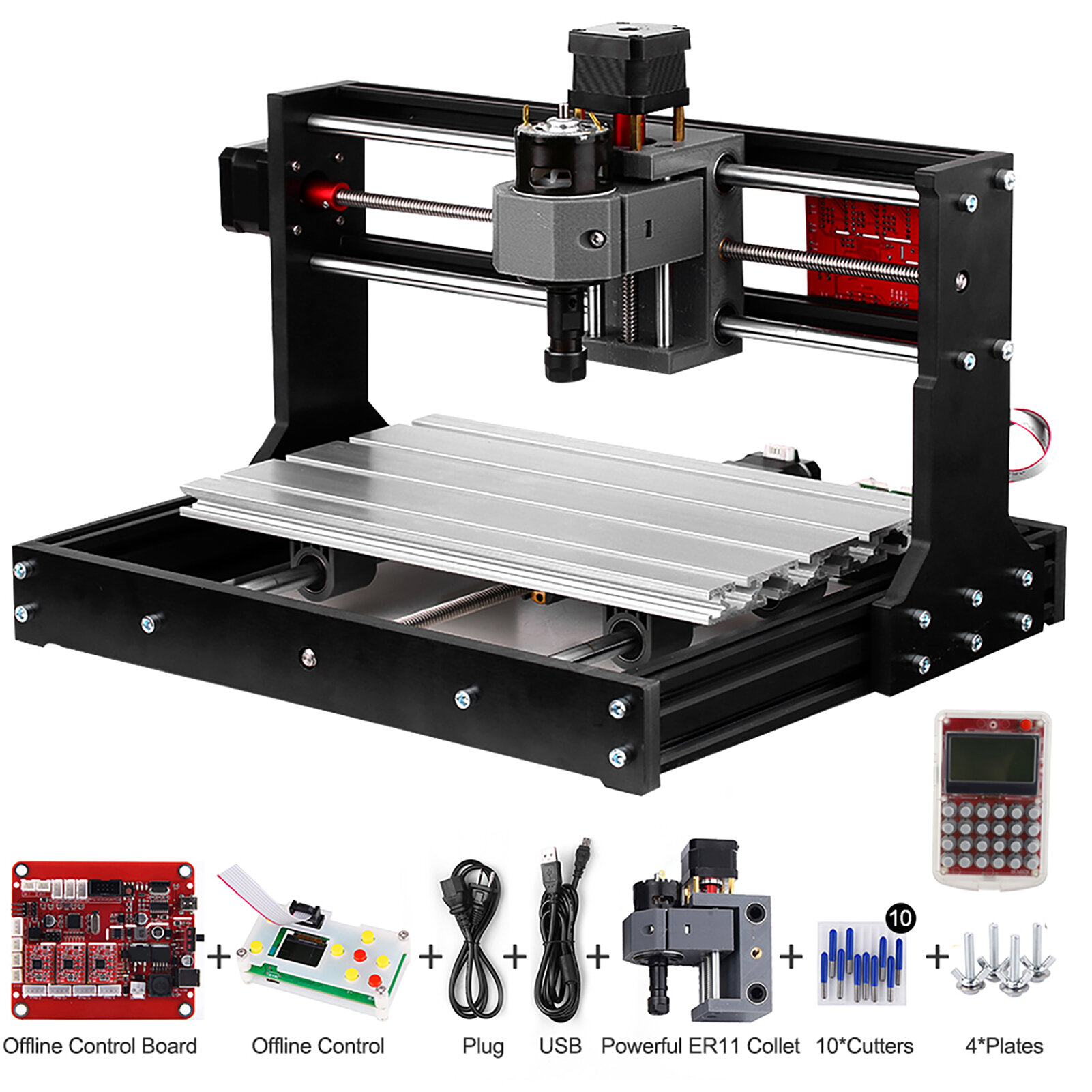 Обновленная версия ЧПУ 30*18 PRO GRBL Control Мини-станок с ЧПУ 3-осевой фрезерный станок для печатных плат гравировальный станок по дереву с автономным контроллером с ER11 и 5-миллиметровым удлинителем