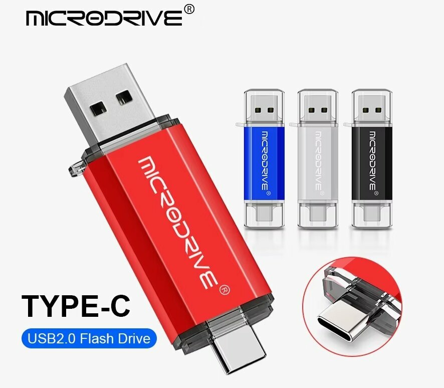 Переносной накопитель Flash drive 2in1 32GB Microdrive USB+type C 2.0/3.1