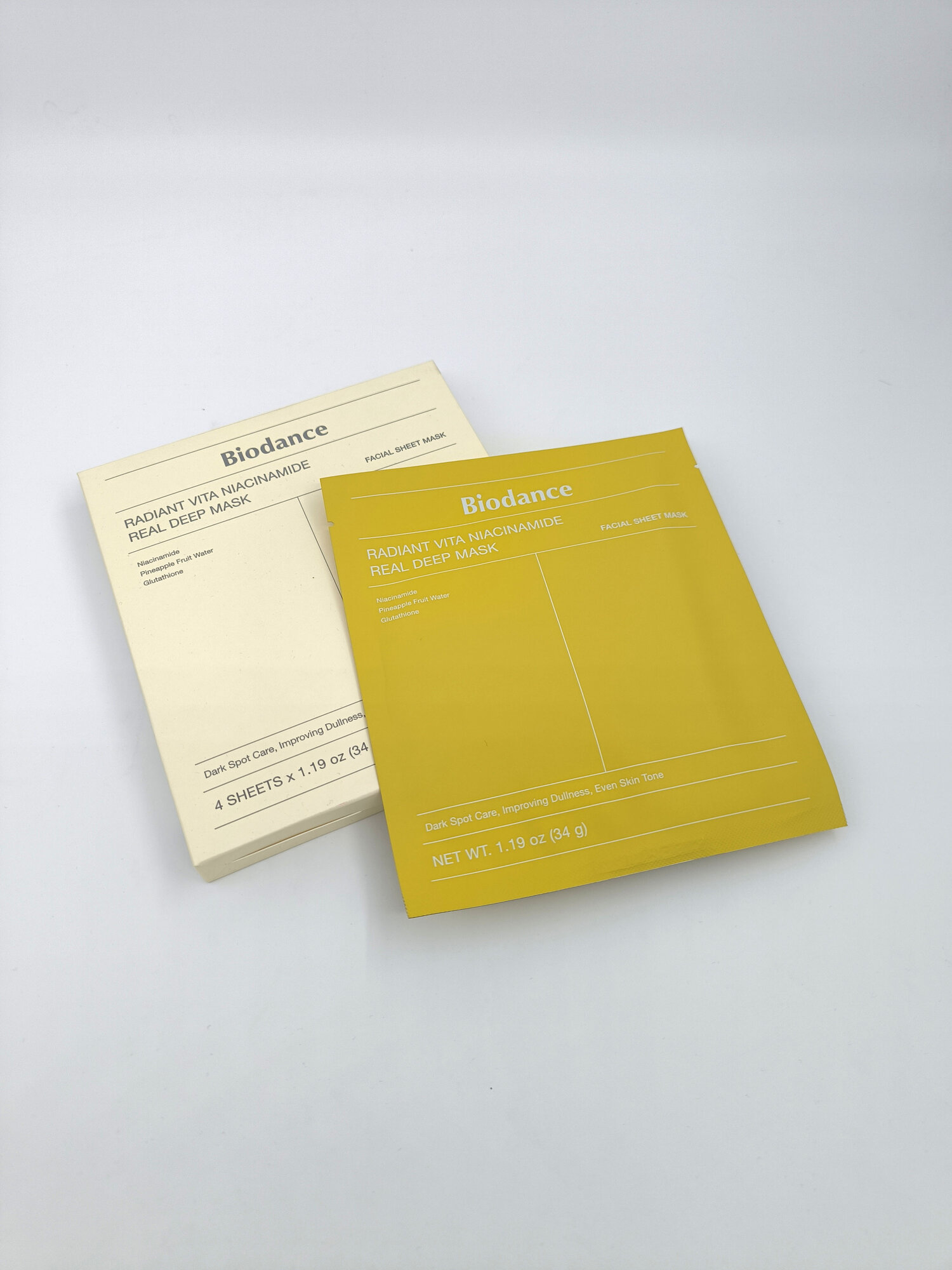 Маска тканевая Biodance Radiant Vita, омолаживающая, отбеливающая, сияние кожи, 24 мл