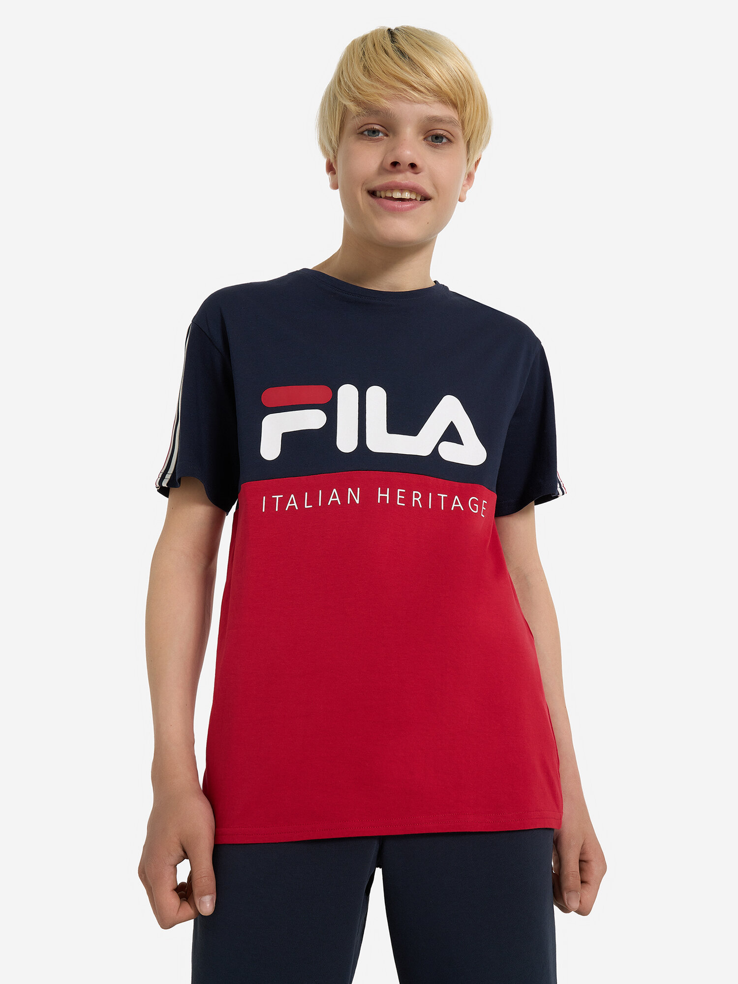 Футболка Fila, размер 170-176, красный/синий — фото 1